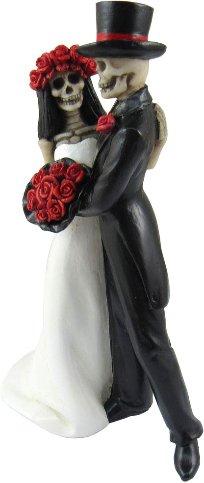 DWK - Amor Por Vida - Collectible Hand-Painted Day of The Dead Dancing Skeleton Couple Halloween Gothic Lovers Romantic Bride & Groom Figurine Wedding Statuette, 6.5-inch