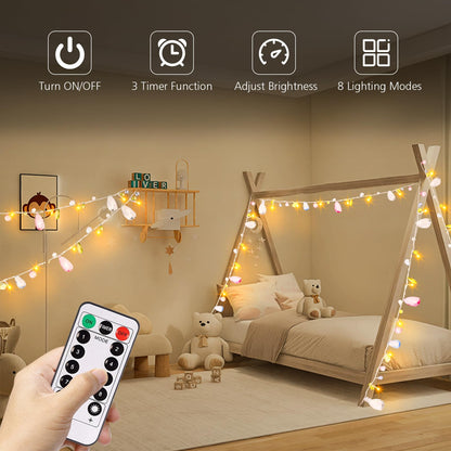 Battery Operated Fairy String Lights, Acrylic Gems Jewels String Lights with Remote 8 Modes Timer Function,30 Warm White LED Battery Powered Fairy Lights for Bedroom Party Decor