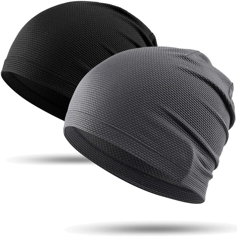 WTACTFUL 2pcs Cooling Skull Cap for Men Women Lightweight Breathable 3D Mesh Beanie Hat, Thin Quick Dry Running Cap for Cycling Motorcycle Helmet Hard Hat Liner Summer