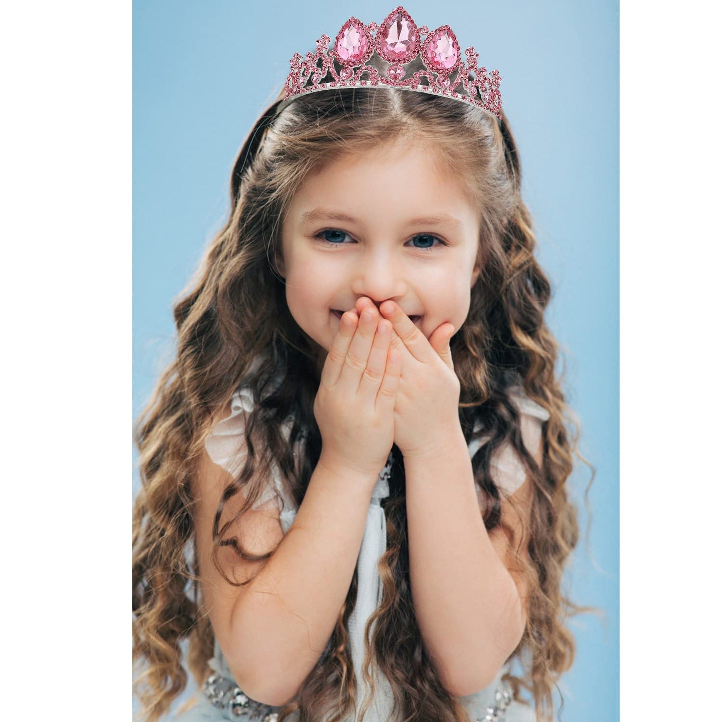 VELSCRUN Princess Tiaras for Girls, Rapunzel Crowns for Girls, Birthday Headbands for Girls, Pink Girls Dress-up Crown, Princess Birthday Decorations Halloween Cosplay Prom Hair Accessories
