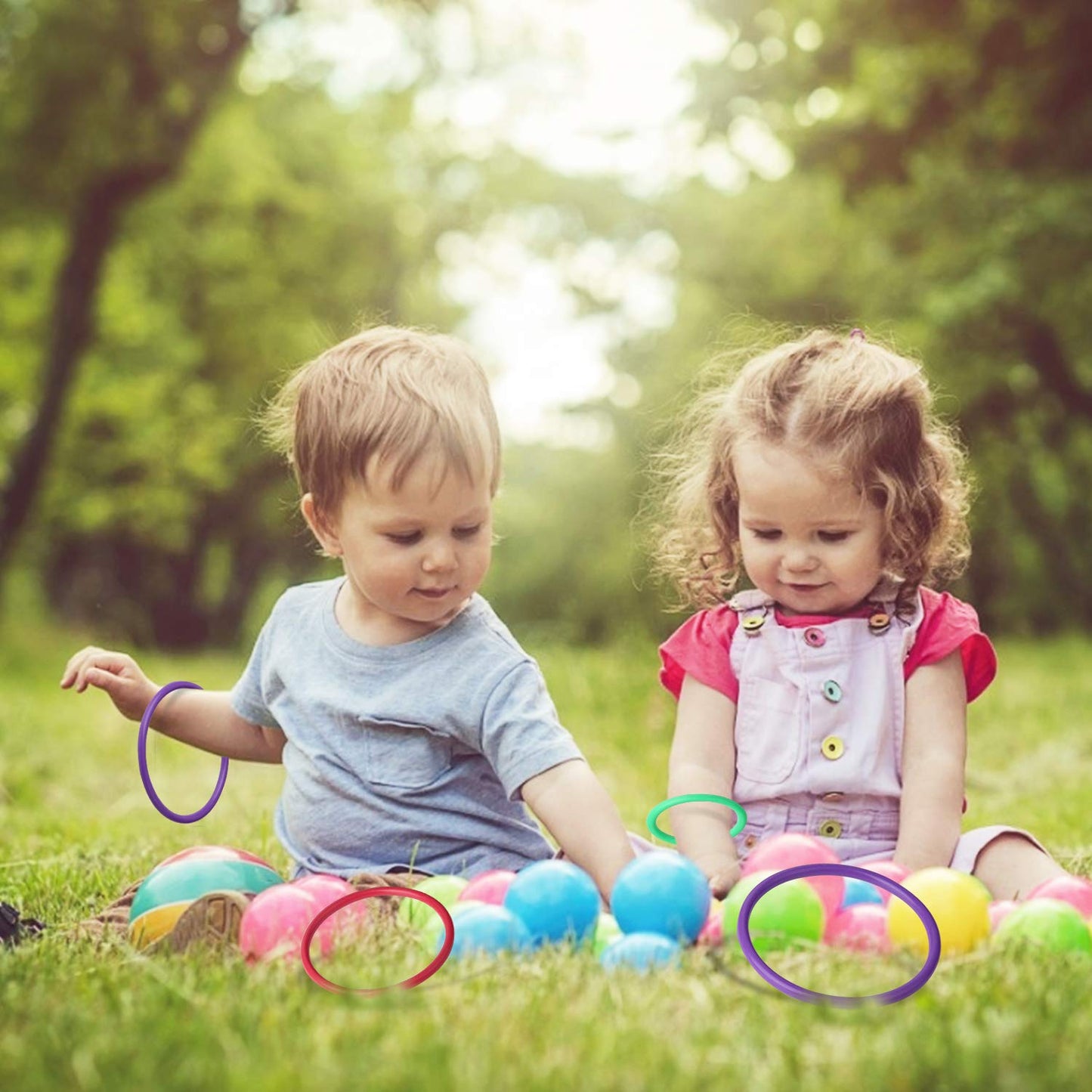 HRLORKC 24Pcs Plastic Ring Toss Game Set Rings for Ring Toss for Kids Outdoor Games Plastic Carnival Rings Carnival Games for Carnival Party and Parent-Child Games…