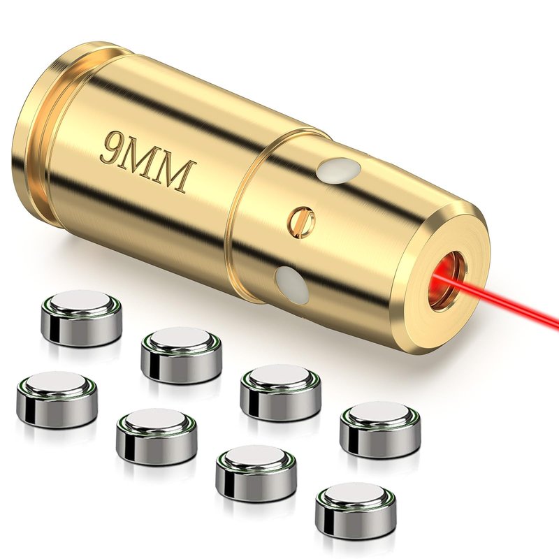 MidTen 9mm Laser Bore Sighter with 4 Sets of Batteries, Bore Sight Laser Zeroing Works Quickly and Effectively
