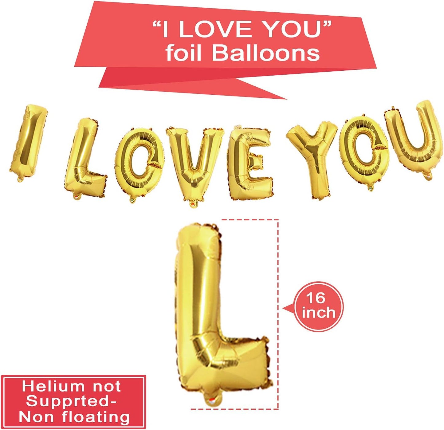 Golray 40 Pack I Love You Balloons and Heart Balloons Kit with 1000 Pcs Dark-Red Silk Rose Petals Wedding Flower Decoration Love-Bear Red Heart Balloons for Valentine Day Party Decorations