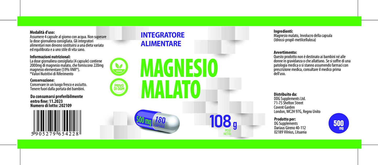 Hepatica Magnesium Malate 2000mg Per Serving – 180 Vegan Capsules | High-Strength Muscle, Energy & Nervous System Support | 3rd Party Lab Tested | No Fillers or Bulkers