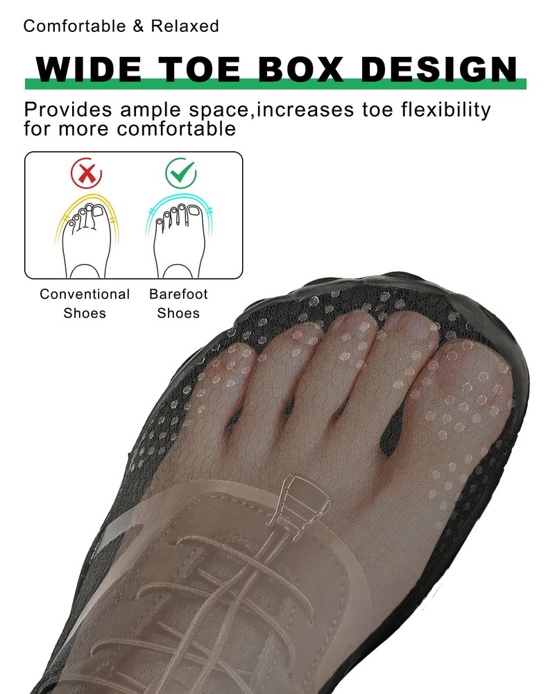 todaysunny Barefoot Shoes Mens Womens Minimalist Cross Training Shoes with Wide Toe Box Athletic Zero Drop Trail Walking Hiking Running Sneakers Black