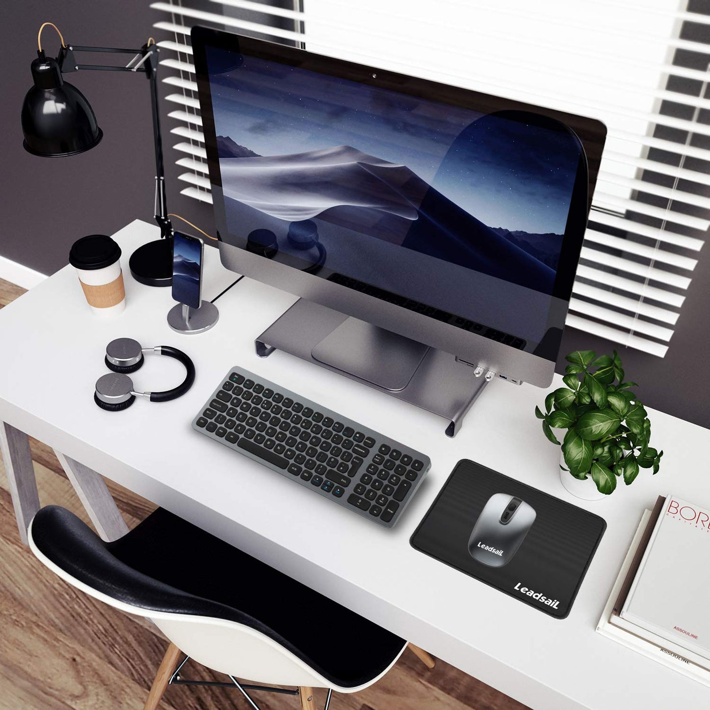 LeadsaiL Wireless Keyboard and Mouse Set, Wireless USB Mouse and Compact Computer Keyboards Combo, QWERTY UK Layout for HP/Lenovo Laptop and Mac