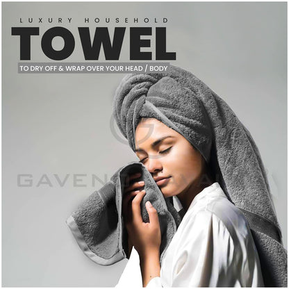 GC GAVENO CAVAILIA 10 Piece Towel Bale Set | Quick Drying Cotton Towel Highly Absorbent 450 GSM Silver Towels Set | Bathroom Towels Bale Set 4x Face 4x Hand 2x Bath Towels