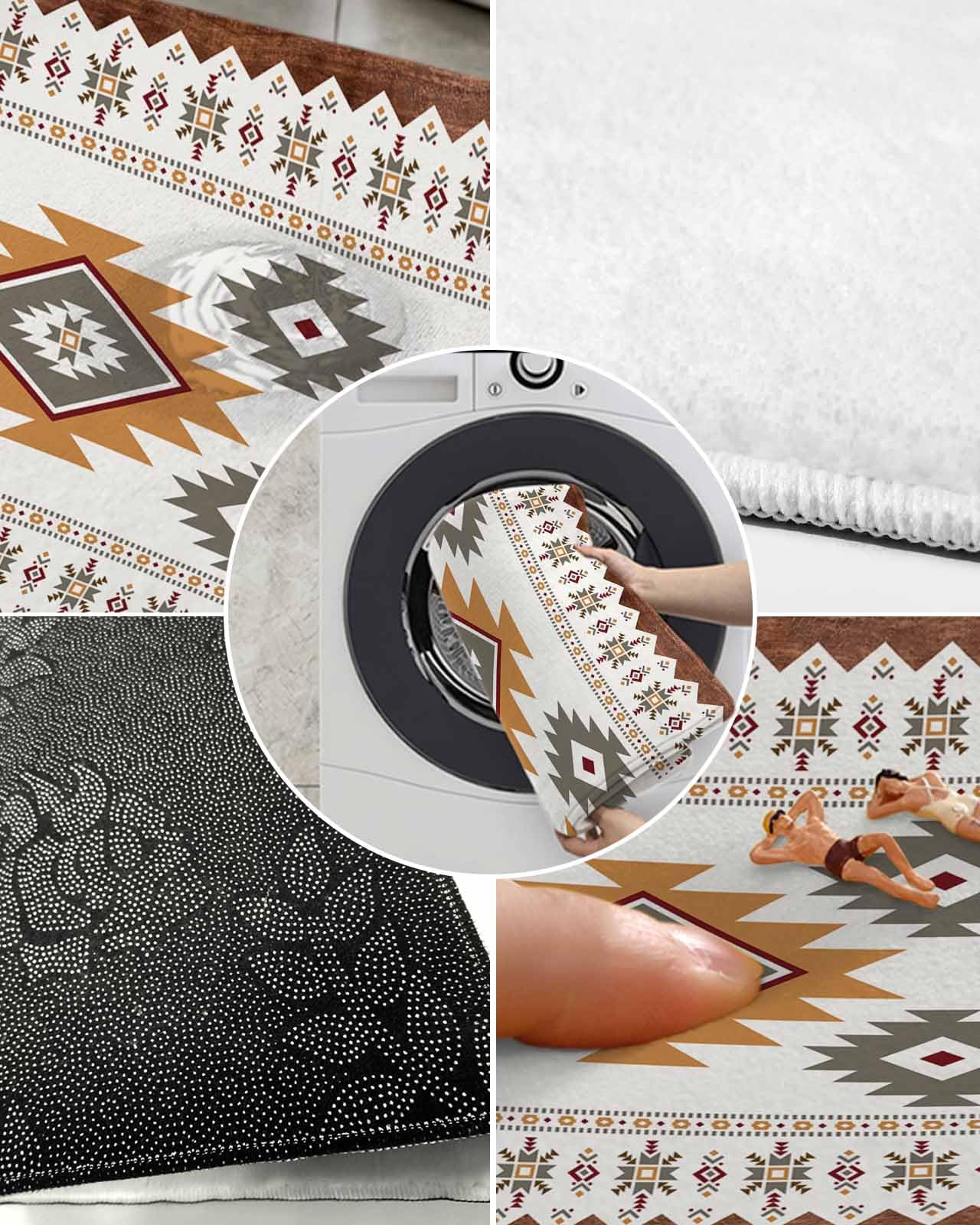 Doormat Bathroom Rugs 16x24in, Aztec Boho Stripe Ethnic Style Non Slip Door Mat Soft Absorbent Bath Mat, Abstract Geometric Art Entry Mat Indoor Doormats for Bathroom Bedroom Living Room