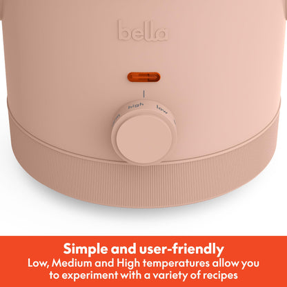bella 1.5 Qt Slow Cooker with 3 Heat Manual Control, Ceramic Nonstick Coating, Dishwasher Safe Stoneware Pot and Tempered Glass Lid, Tangle Free Cord Wrap & Cool Touch Handles, Blossom