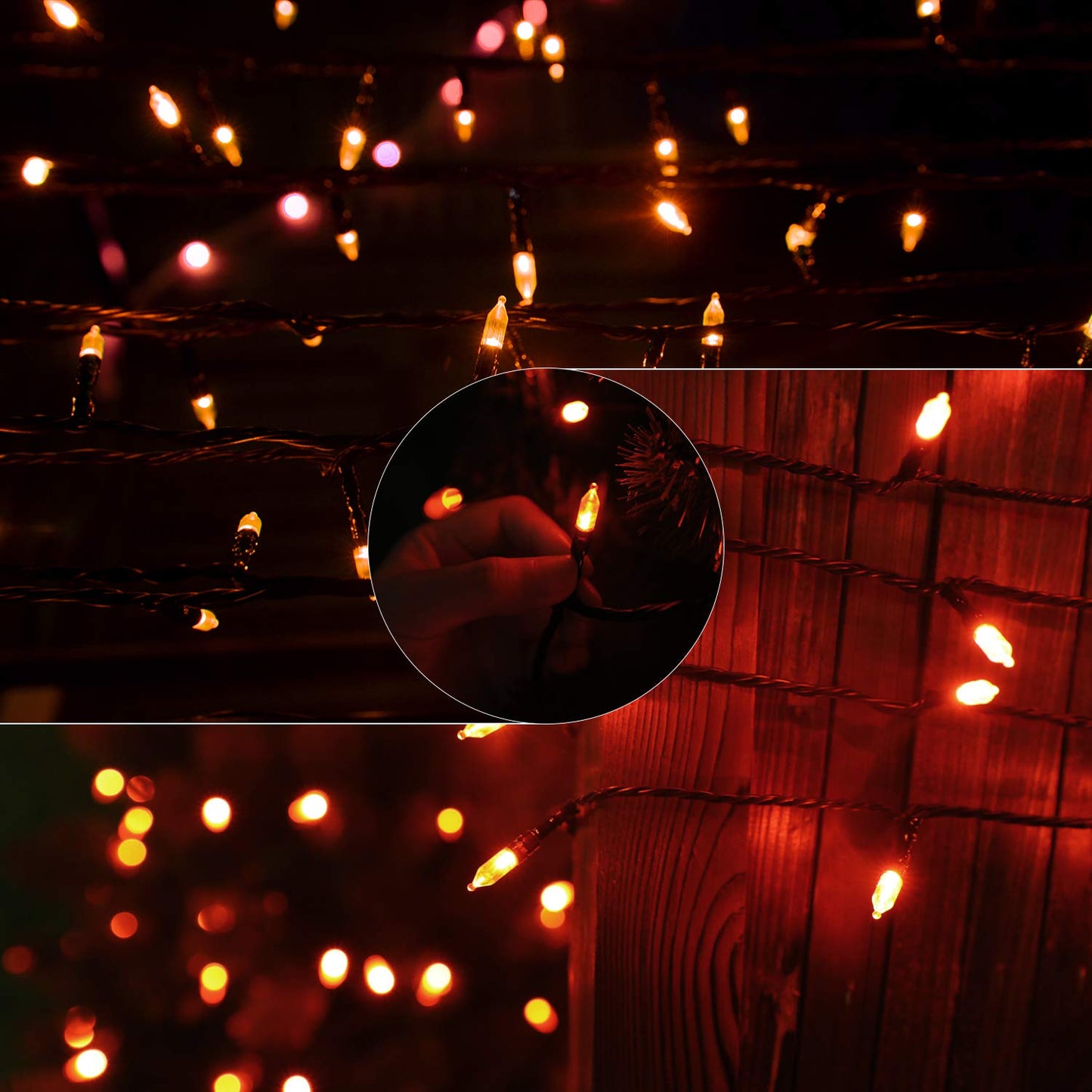 Orange LED Outdoor Halloween Lights, Halloween Decorations, 39 FT 100 LED Mini Lights with 8 Lighting Modes,Connectable String Light Plug in for Garden Patio Party Haunted House Ghost Holiday Decor