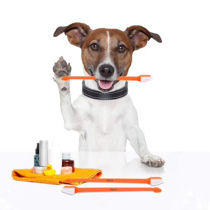 EASYA Double Headed Pet Dog Toothbrush for Small Dogs/Soft Bristles Puppy Long Handle Tooth Brush Dogs Teeth Cleaning/Bulk Toothbrushes (MIXED10)