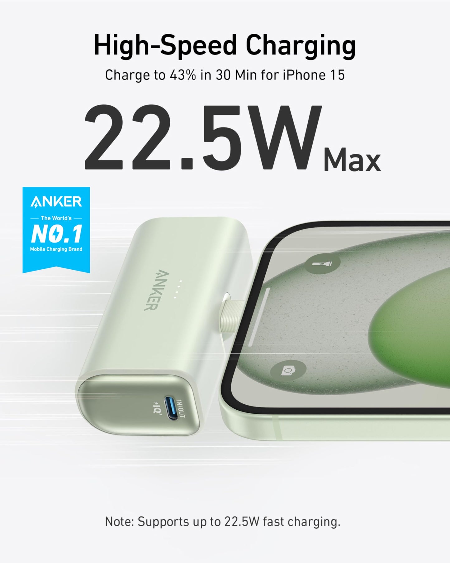 Anker iPhone 17 Portable Charger, Nano Power Bank with Built-in USB C Connector, 5,000mAh Portable Charger 22.5W, for iPhone 17/16/15 Series, Samsung S22/23 Series, iPad Pro/Air, AirPods, and More