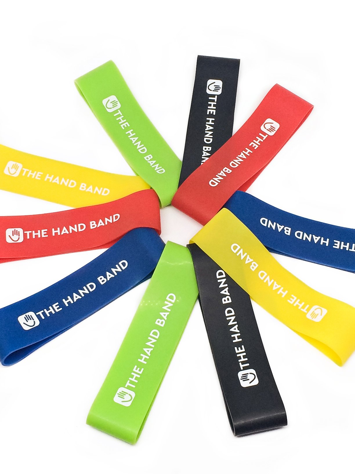 THE HAND BAND – hand exerciser and hand strengthener set - 10 finger resistance bands perfect for extensor training, forearm, hand and finger strength, hand health and injury rehabilitation