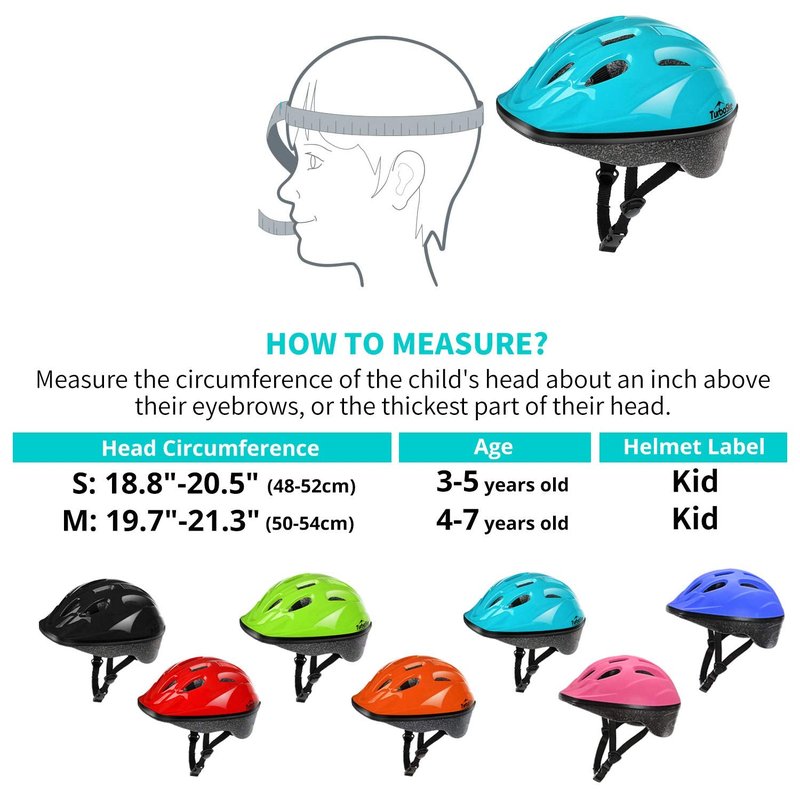 TurboSke Toddler Kids Bike Helmet, Multi-Sport Helmet Size Adjustable for Boys and Girls (Aqua Blue, Small: 48-52cm/18.8"-20.5")