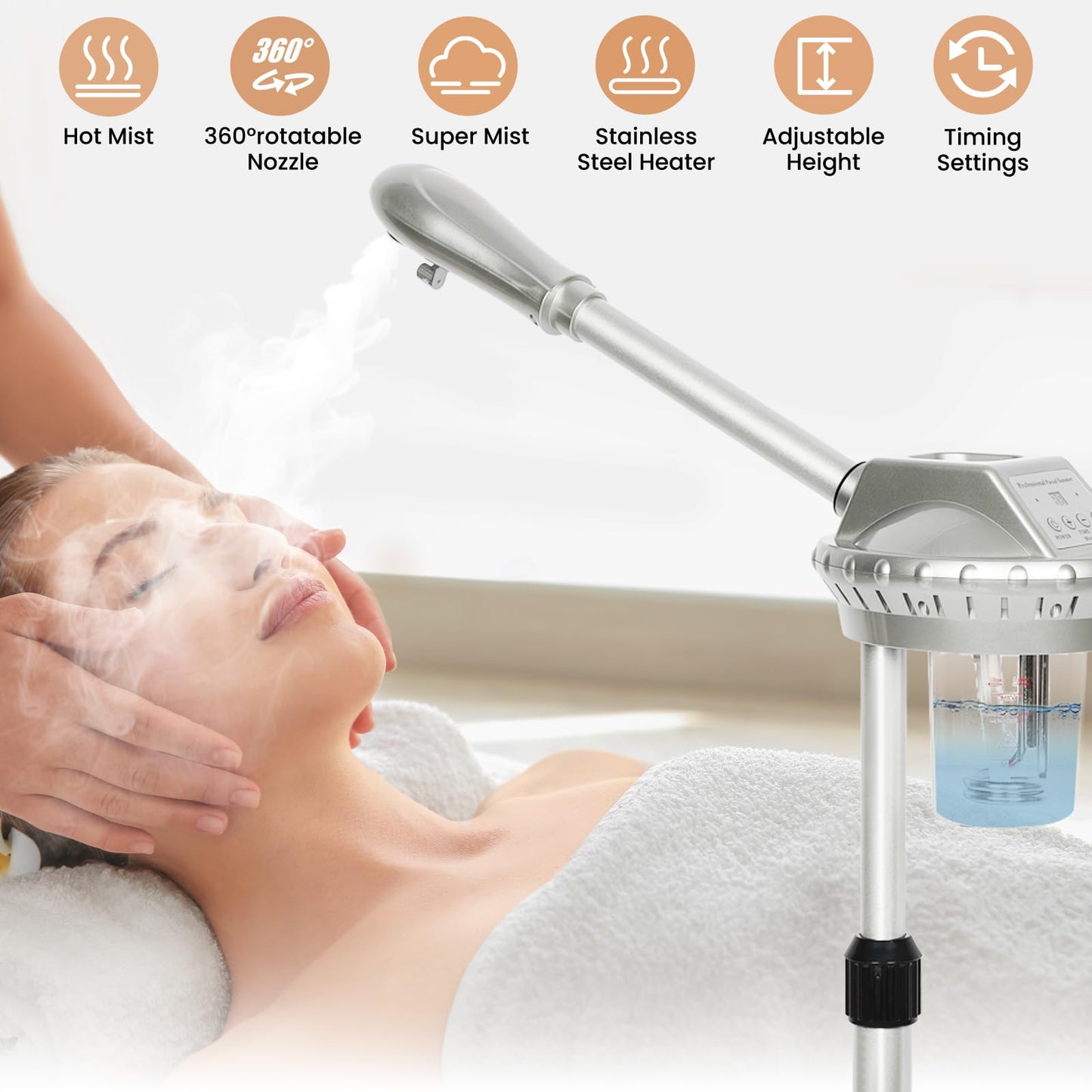 Professional Facial Steamer for Deep Hydration,2in1 Ozone Face Steamer with 5X Magnifying Lamp,Suitable for Home Use or Beauty Spa Deep Cleansing and Hydration