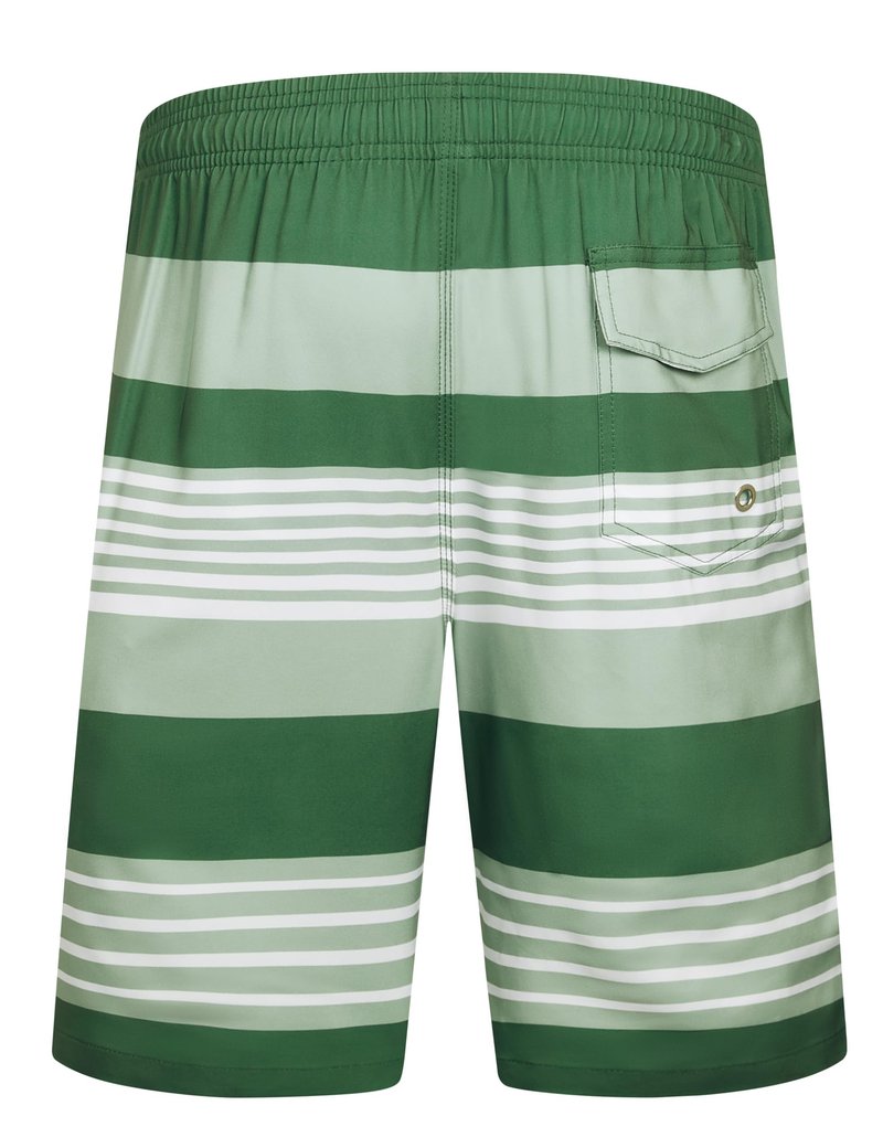 ELETOP Men's Swim Trunks Quick Dry Bathing Suit Swimming Board Shorts Mesh Lining Beach Swimwear Stripe Green White XXL
