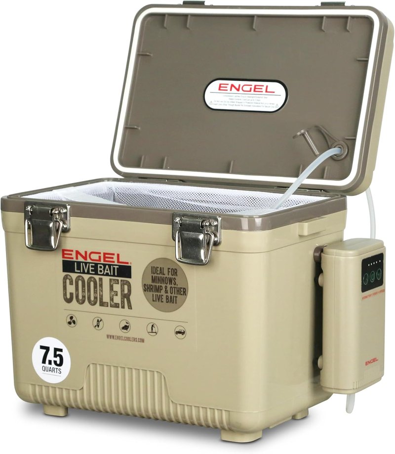 ENGEL Live Bait Cooler - Portable Fishing Minnow Bucket with Rechargeable Aerator | 13 Quart Capacity