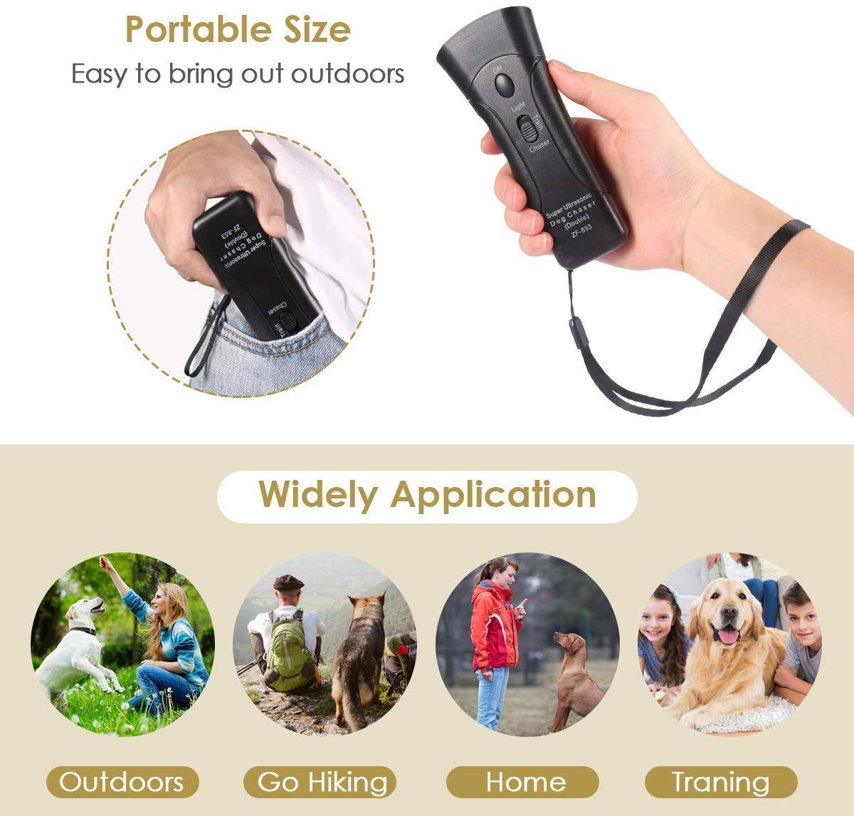 Amazingbuy Ultrasonic Dog Trainer Device Electronic Dog Deterrent/Dog Barking Control Devices Training Tool Stop Barking Sonic Dog Repeller (Black)