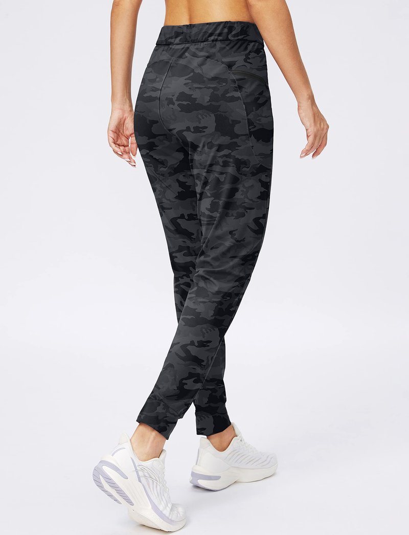G Gradual Women's Joggers Pants with Zipper Pockets Stretch Tapered Athletic Joggers for Women Lounge, Jogging, Workout (Grey Camo, Medium)