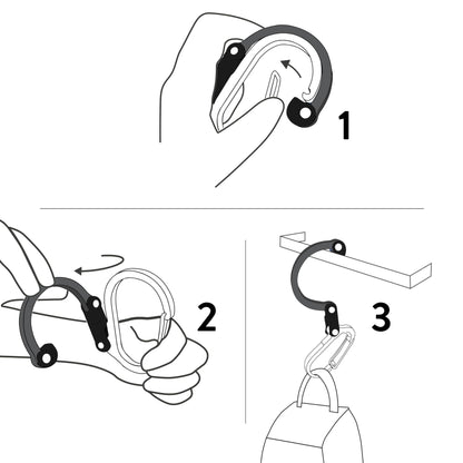 GEAR AID HEROCLIP Carabiner Gear Clip and Hook (Large, Medium, Small) for Camping, Backpack, Suitcases, Purse and Garage Organization, Stealth Black, Variety Size 3 Pack