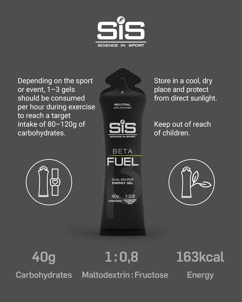 BETA Fuel Gel - Isotonic Dual-Source Energy Gel for Fast Absorption | 6-Pack, Neutral Flavor