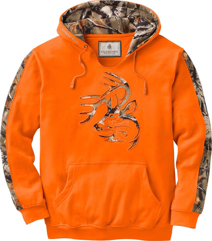 Legendary Whitetails Men's Camo Hoodie Pullover Sweatshirt Midweight V-Neck Design, Inferno, X-Large
