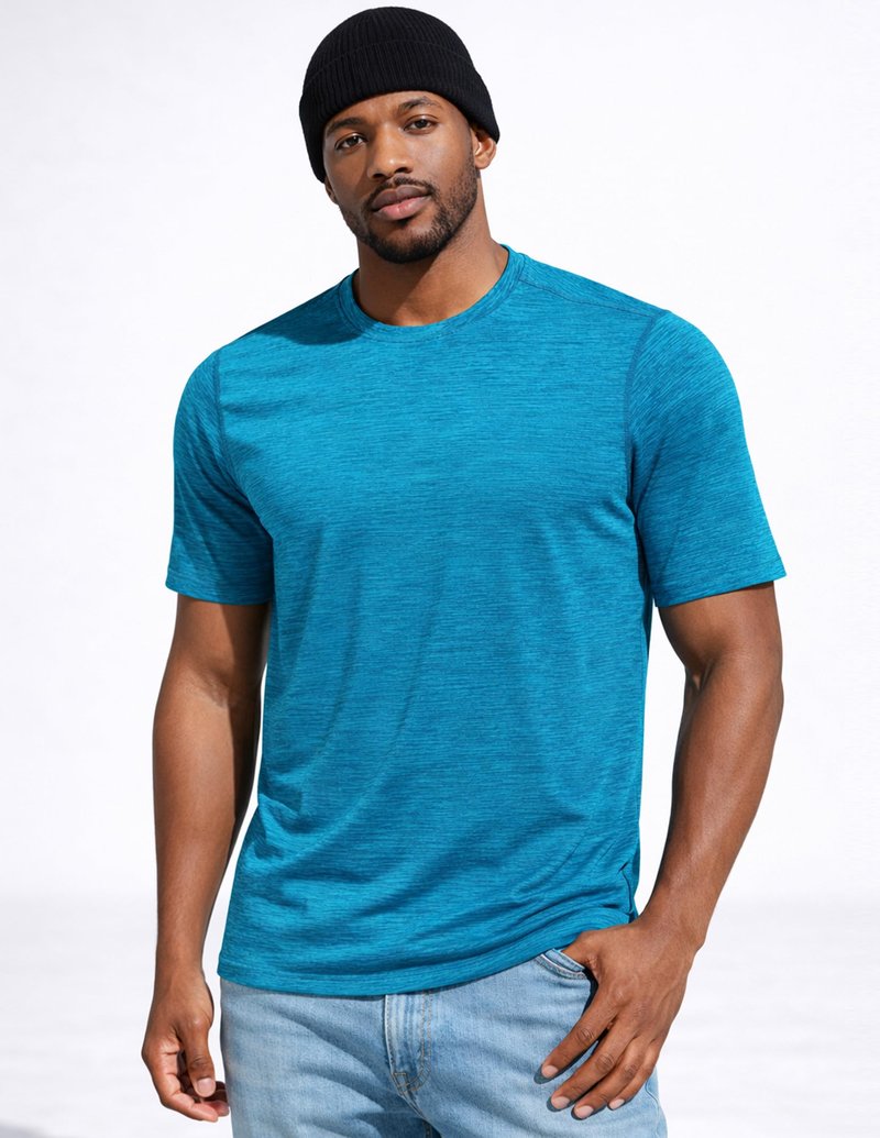 5 Pack Men’s Active Quick Dry Crew Neck T Shirts | Athletic Running Gym Workout Short Sleeve Tee Tops Bulk (Set 9, Medium)