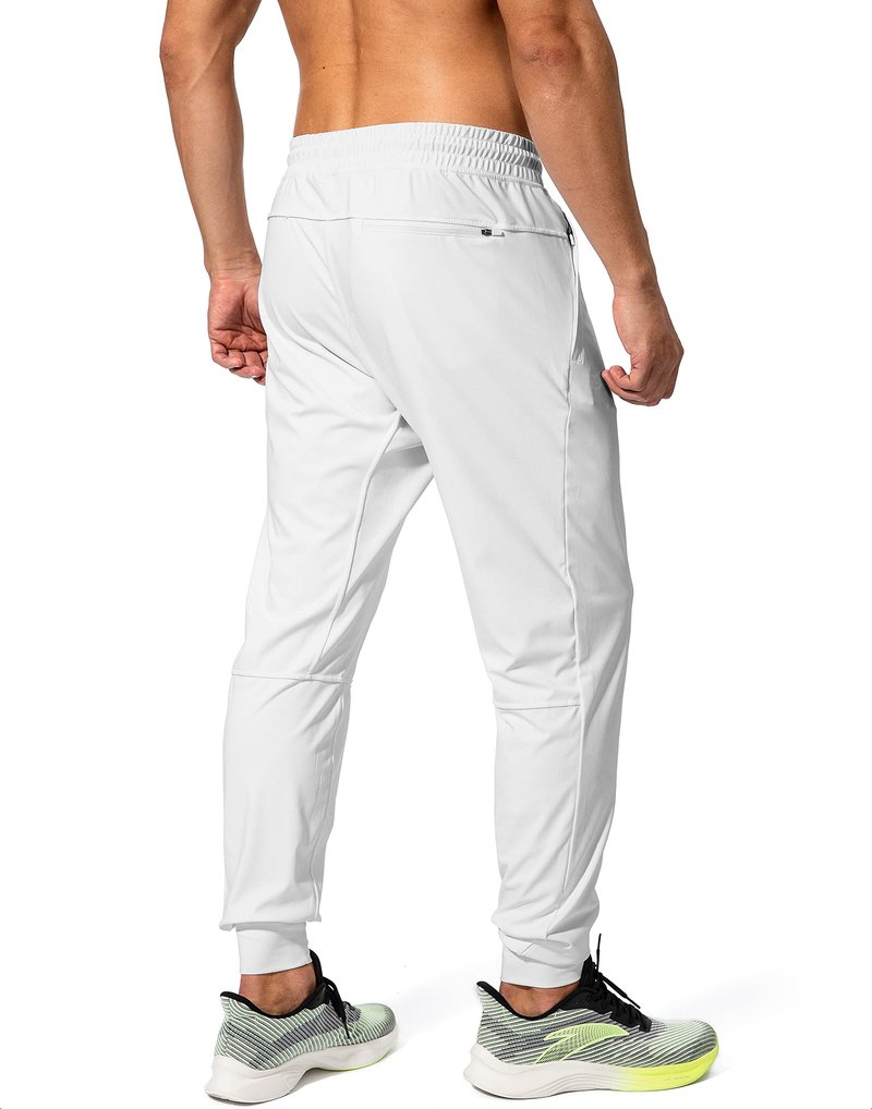 G Gradual Men's Sweatpants with Zipper Pockets Athletic Pants Traning Track Pants Joggers for Men Soccer, Running, Workout(White,L)