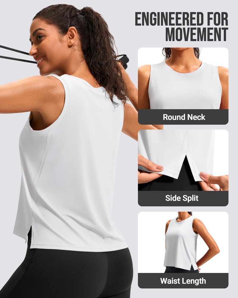 Ice Silk Workout Tops for Women Sleeveless Athletic Tank Top Loose Fit White