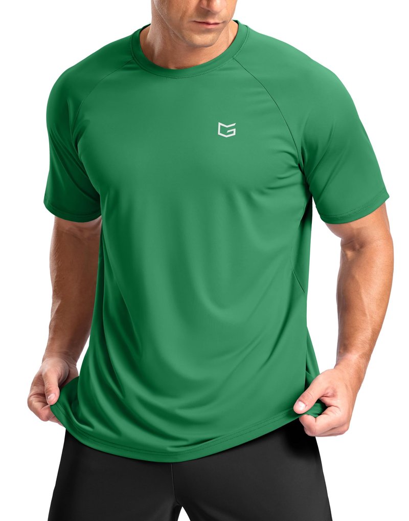 G Gradual Men's Athletic Workout T-Shirts Moisture Wicking Cooling Running Shirts Short Sleeve Performance Tee for Gym Tennis(Green,S)