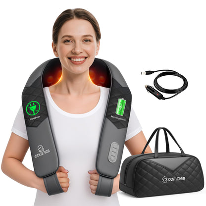 COMFIER Shiatsu Neck and Shoulder Massager,Gifts for Mom Dad,Deep Kneading Massage Pillow with Heat, Back Massager, Pillow Massage, Black