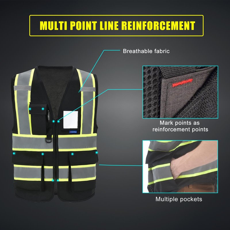 AYKRM 11 colors available safety vest black