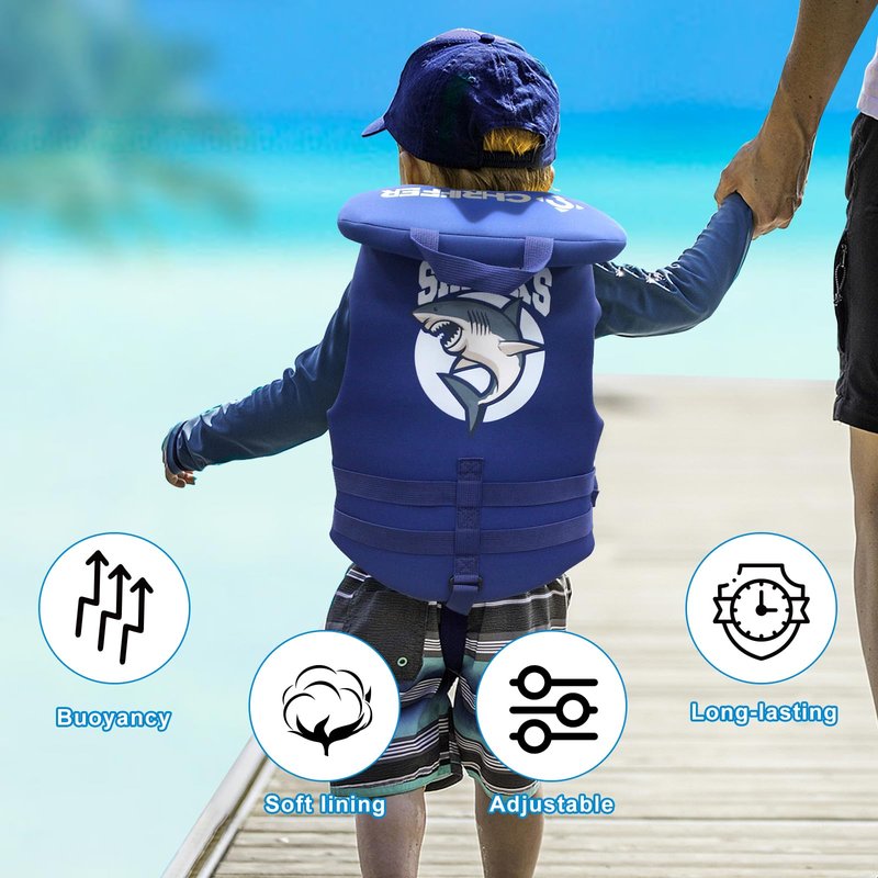 Chriffer Kids Swim Vest Life Jacket for 20-70 Pounds Boys and Girls, Zipper Style Easy On and Off, Floatation Life Jacket for 2, 3, 4, 5, 6, 7, 8, 9, 10 Years Old Beach Pool Water Park