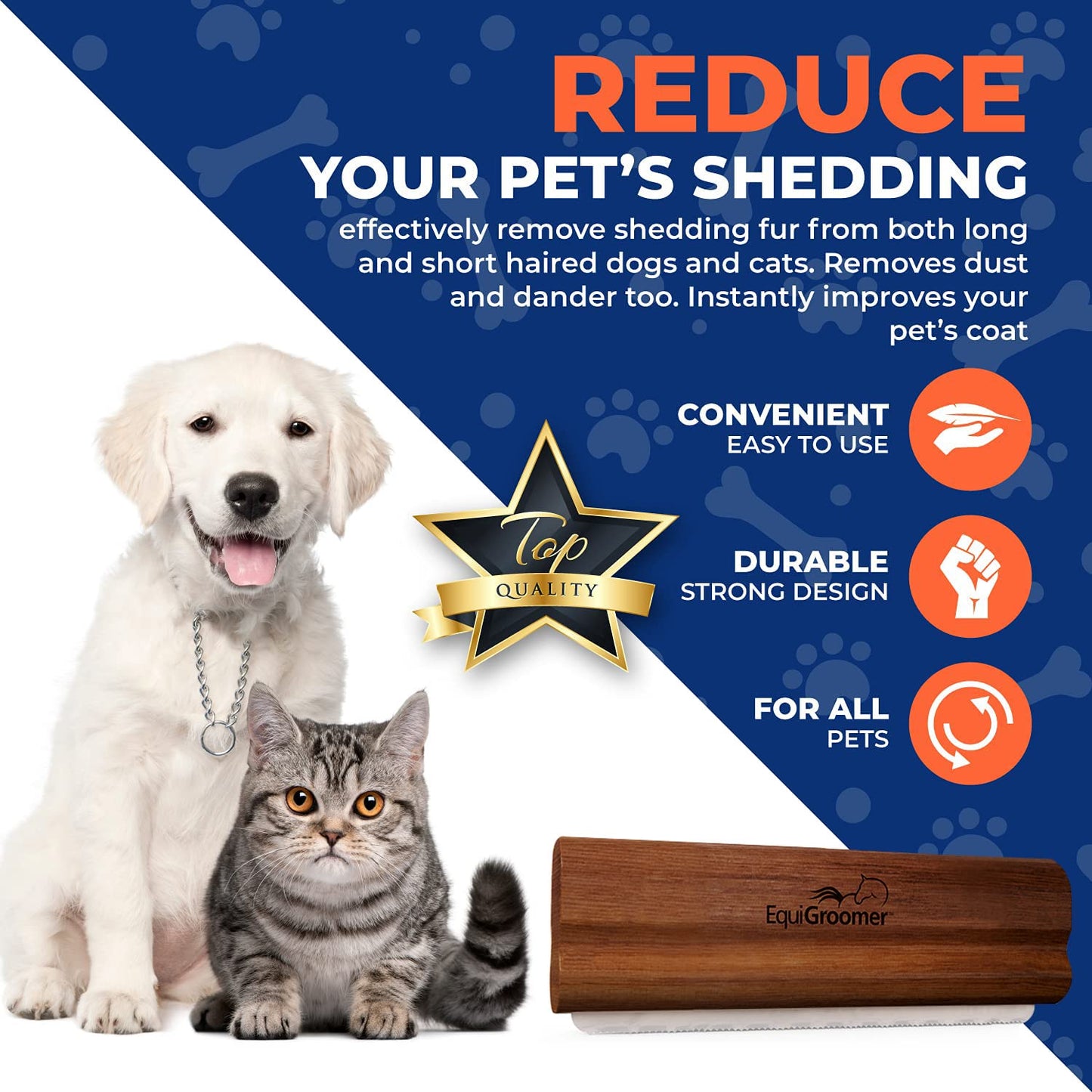 EquiGroomer Deshedding Brush for Dogs and Cats | Undercoat Deshedding Tool for Large and Small Pets | Comb Removes Loose Dirt, Hair and Fur (Mahogany)