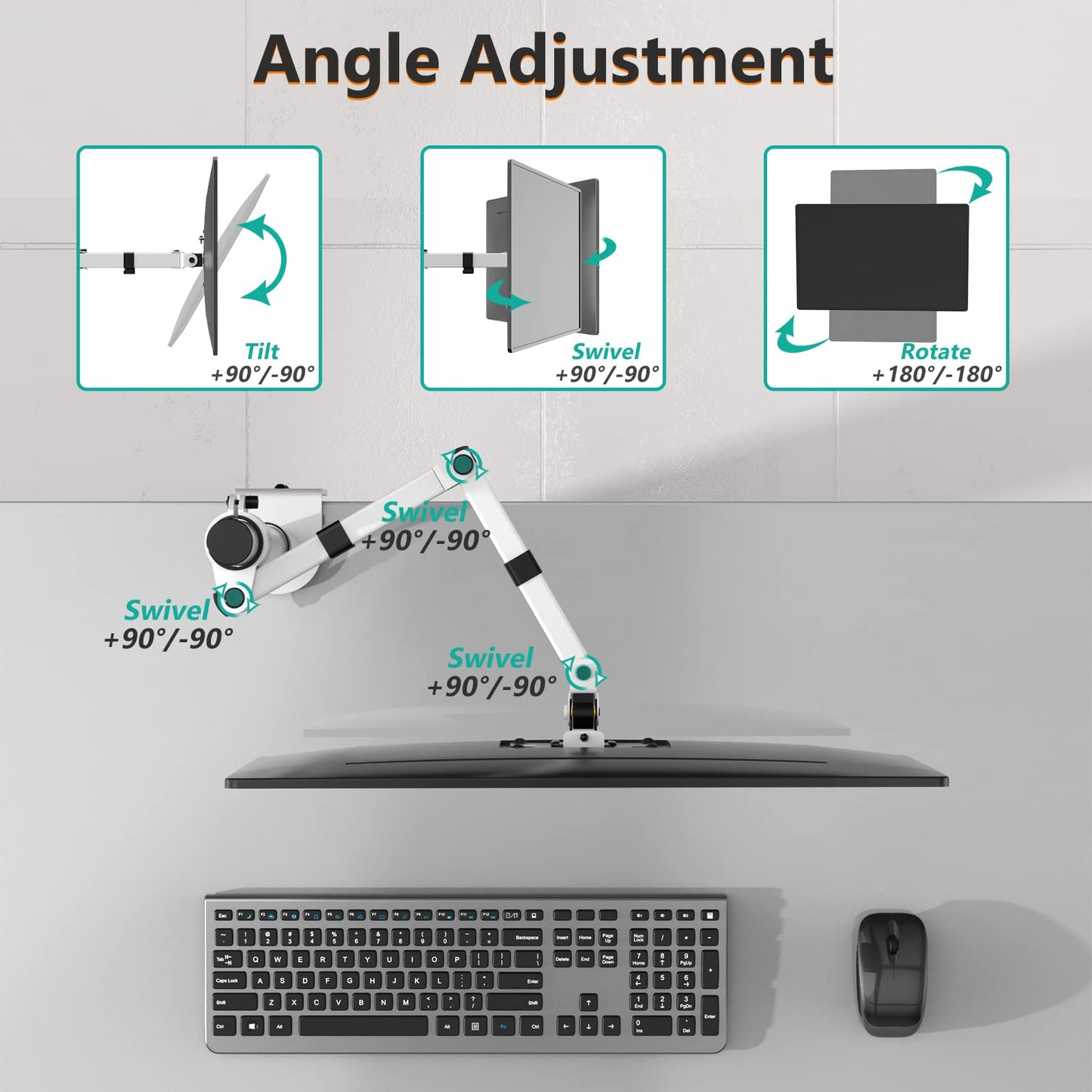 WALI Monitor Arm Mount for Desk, Single Extra Tall Computer Desk Mount, Monitor Bracket Mount Stand Single, up to 32 inch, 22 lbs (M001XL), Black
