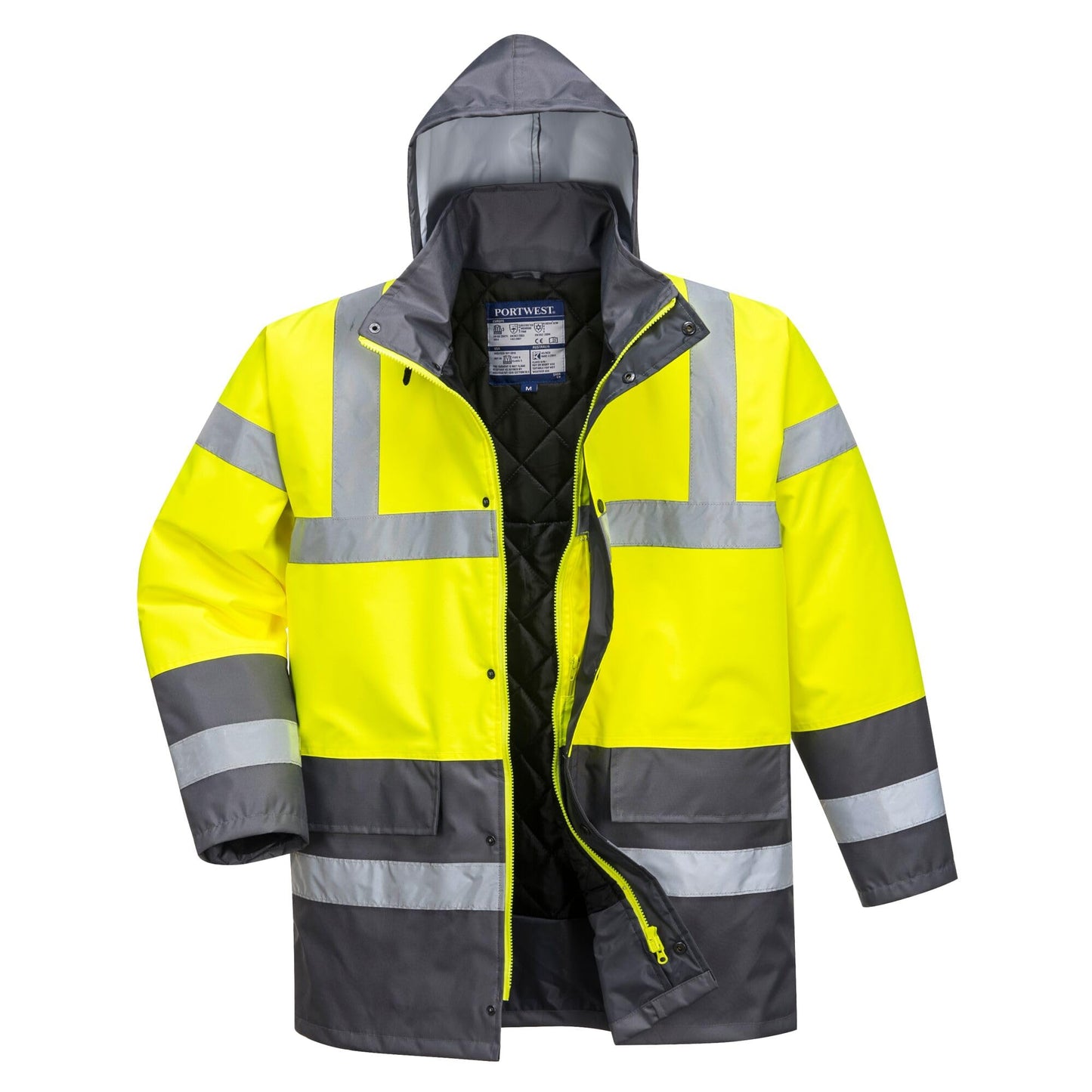 Portwest S466 Men's Waterproof Hi Vis Traffic Jacket - Reflective Safety Coat Yellow, Large