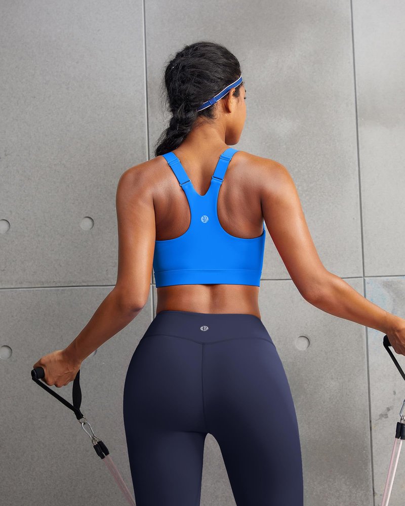 RUNNING GIRL High Support Sports Bras for Women,Adjustable Straps High Impact Sports Bra for Women Large Bust(3110_Sparkle Blue_M)