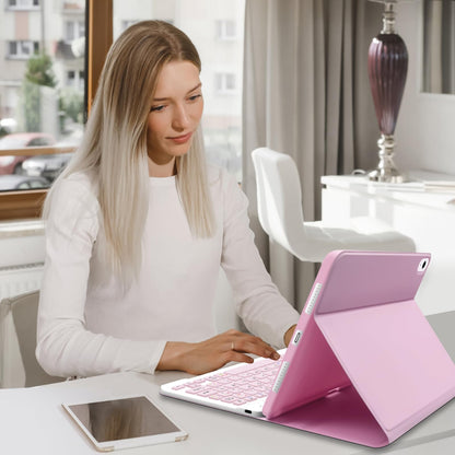 Case with Keyboard for iPad 11th Generation A16 11 inch 2025, UK layout Keyboard Case for ipad 10th Gen 2022, Slim Case with Detachable Bluetooth Keyboard and Pencil Holde for iPad 11/10 Gen, Pink