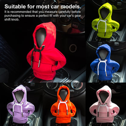 ECDREAM 2Pcs Gear Shift Hoodie,Car Shift Knob Hoodie,Funny Car Gear Shift Cover,Automotive Interior Accessories and Decorations（Blue and Red）