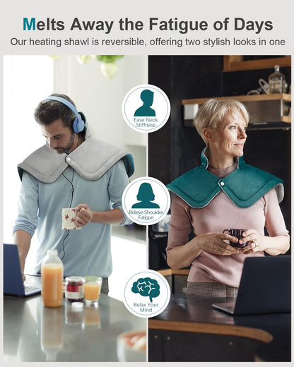 Heating Pad for Neck Shoulders Back, Valentines Day Gifts for Her Him, Weighted Heated Pad Neck Wrap Warmer for Mom Dad, Anniversary | Birthday Gifts for Women Men Wife Husband Girlfriend Boyfriend