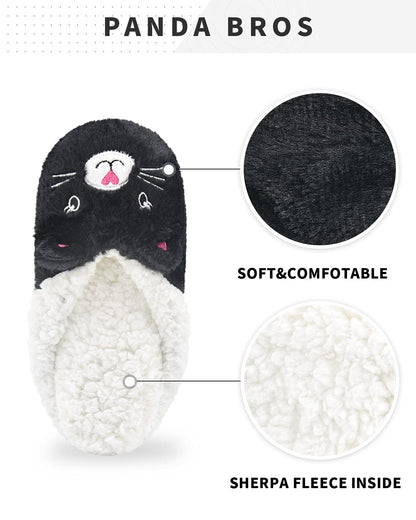 Panda Bros Slipper Socks With Non-Slip Grippers, Cute Fuzzy Warm Cat Animal House Slippers