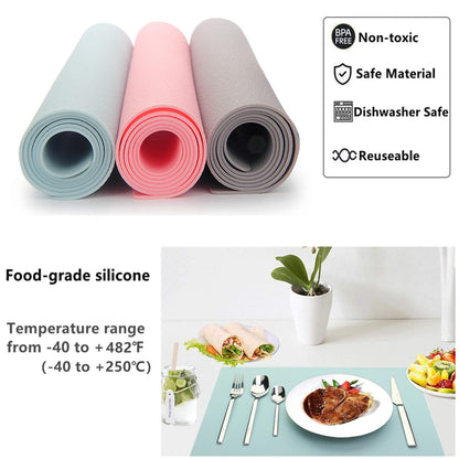 IYYI Silicone Placemats, Placemats for Kids, Placemats Set of 4 Waterproof Heat Resistant Non-Slip Placemats for Dining Table, Easy to Clean (Light Blue)