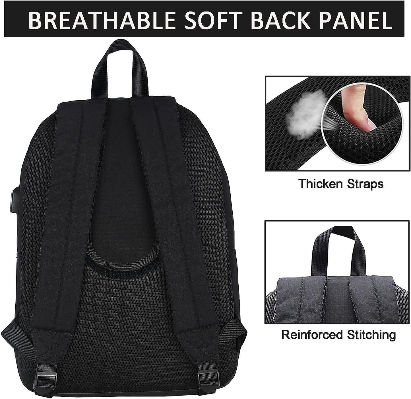 SUPACOOL Casual Laptop Backpack for Men and Women, Classic backpack for College Travel Work, Lightweight Pack Back(black)