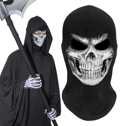 AXBXCX Scary Skeleton Skull Balaclava Ghost Death Face Mask Headwear Protection for Motorcycle Cycling Skiing Snowboarding Cosplay Costume Halloween Party Winter Summer Black Grim03
