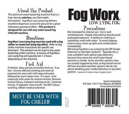Fogworx Low Lying Fog Juice, Long Lasting Low Lying Indoor-Outdoor Fog, Designed Fog Chillers, Ground Foggers and Low Lying Fog Generators, 1 Quart