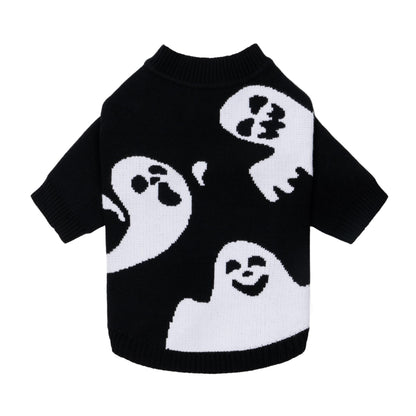 Fitwarm Halloween Ghost Dog Sweater, Funny Costumes for Dogs, Pet Apparel, Black, White, Medium