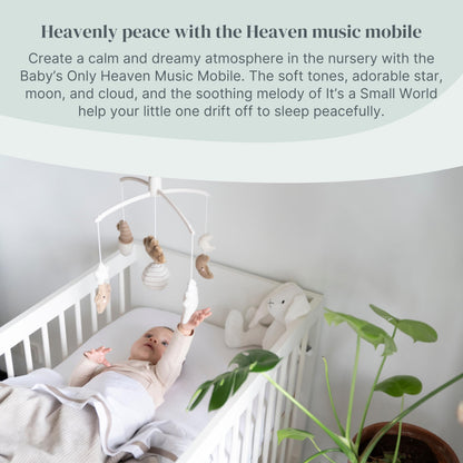 Baby's Only - Musical Mobile Baby Heaven - with Knitted Figures - Baby Music Box with Music - Easy to Attach - Mobile Baby with Music - for Boys and Girls - Clay/Warm Linen