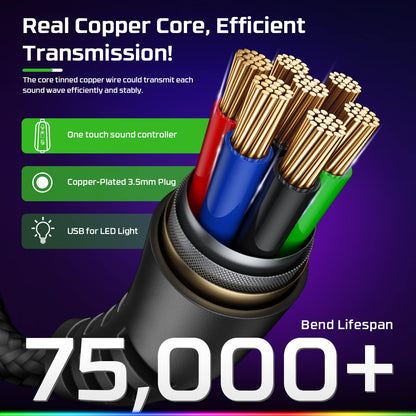 Fachixy FC100 Gaming Headset with Microphone for PS4, PS5, Switch, Xbox, PC, Mac, Gamer Headset with RGB Light, Computer Headphones with Mic