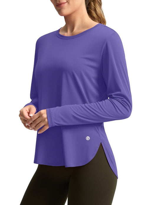 Women's Sun Shirts UPF 50+ Long Sleeve UV Protection Shirt Lightweight Quick Dry Workout Hiking Tops for Women(Vintage Purple,L)