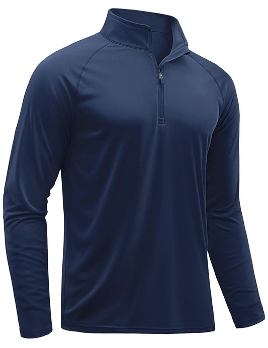 TACVASEN Men's Athletic Shirts Long Sleeve 1/4 Zip Pullover UV Sun Protection Shirts for Rash Guard Dry Fit T-Shirts Navy
